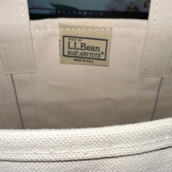 L.L. Bean mini Boat and Tote- Navy and Cream with Rancho Rose Pink Monogram - Picture 6 of 6
